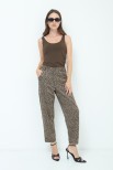 PANTALONE CARROT JACQUARD MACULATO BEIGE