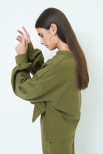 FELPA OVER CON SPACCHI VERDE MILITARE