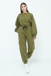 PANTALONE FELPA CARGO VERDE MILITARE