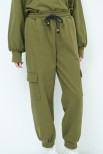 PANTALONE FELPA CARGO VERDE MILITARE