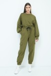 PANTALONE FELPA CARGO VERDE MILITARE