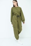 PANTALONE FELPA CARGO VERDE MILITARE