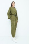 PANTALONE FELPA CARGO VERDE MILITARE