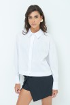 CAMICIA CROP CON FINTONE BIANCO