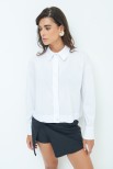 CAMICIA CROP CON FINTONE BIANCO