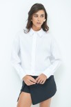 CAMICIA CROP CON FINTONE BIANCO