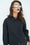 CAMICIA CROP CON FINTONE NERO