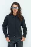 CAMICIA CROP CON FINTONE NERO