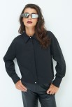 CAMICIA CROP CON FINTONE NERO