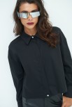 CAMICIA CROP CON FINTONE NERO