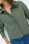 CAMICIA CROP CON FINTONE VERDE MILITARE