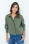 CAMICIA CROP CON FINTONE VERDE MILITARE