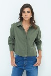 CAMICIA CROP CON FINTONE VERDE MILITARE