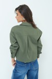 CAMICIA CROP CON FINTONE VERDE MILITARE