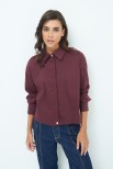 CAMICIA CROP CON FINTONE VINO