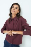 CAMICIA CROP CON FINTONE VINO