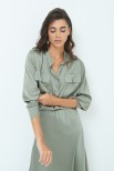 CAMICIA COLLO COREANA CON TASCHE RASO ARMY