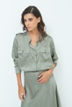 CAMICIA COLLO COREANA CON TASCHE RASO ARMY