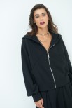 MAGLIA FELPA CON ZIP CON APERTURA TASCHE NERO