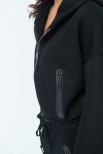 FELPA CON CAPPUCCIO ACCOPPIATO ZIP SPORT NERO