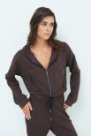 FELPA CON CAPPUCCIO ACCOPPIATO ZIP SPORT MORO