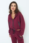 FELPA CON CAPPUCCIO ACCOPPIATO ZIP SPORT VINO