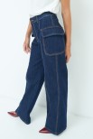 PANTALONE DRITTO CON TASCHE IMPUNTURE JEANS SCURO