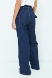 PANTALONE DRITTO CON TASCHE IMPUNTURE JEANS SCURO