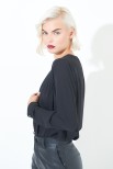 BLUSA GEORGETTE CON PIEGHE NERO