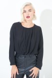 BLUSA GEORGETTE CON PIEGHE NERO