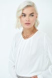 BLUSA GEORGETTE CON PIEGHE PANNA