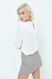 BLUSA GEORGETTE CON PIEGHE PANNA