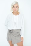 BLUSA GEORGETTE CON PIEGHE PANNA