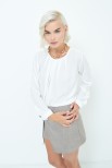 BLUSA GEORGETTE CON PIEGHE PANNA