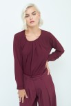 BLUSA GEORGETTE CON PIEGHE PRUGNA