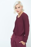 BLUSA GEORGETTE CON PIEGHE PRUGNA