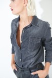 CAMICIA DENIM CON TASCHE NERO