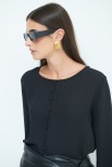 BLUSA GEORGETTE BOTTONI FODERATI NERO