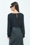 BLUSA GEORGETTE BOTTONI FODERATI NERO