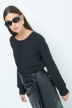 BLUSA GEORGETTE BOTTONI FODERATI NERO