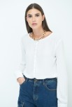 BLUSA GEORGETTE BOTTONI FODERATI PANNA