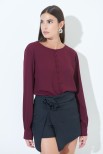 BLUSA GEORGETTE BOTTONI FODERATI PRUGNA