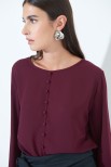 BLUSA GEORGETTE BOTTONI FODERATI PRUGNA