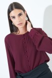 BLUSA GEORGETTE BOTTONI FODERATI PRUGNA