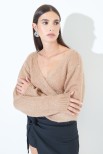 CARDIGAN IN MAGLIA INCROCIATO CAMMELLO