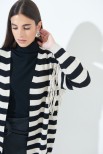 CARDIGAN RIGA CON FRANGE CAMICIOLA/NERO