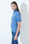 MAGLIA COLLO ALTO MEZZA MANICA BOTTONI BLU