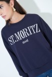 FELPA OVER CON SCRITTA ST.MORITZ MOOD BLU