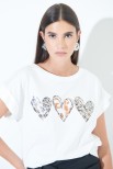 T-SHIRT 3 CUORI BIANCO