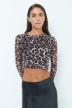 MAGLIA CROP MANICA LUNGA STAMPA LEOPARDATO